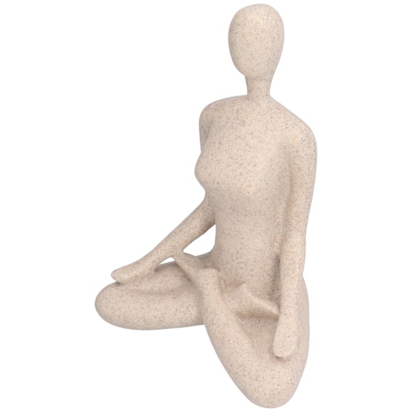 Abstrakt Tänkare Staty, Yoga Skulptur Med Unik Design Heminredning För Multi-Scenanvändning, Skrivbordsdekor I Harts I Sandstensfärg, Perfekt Gåva För