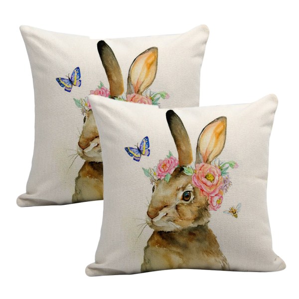 Våren sommaren kanin dekor kuddfodral påsk kanin kanin