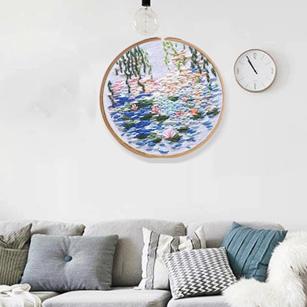 Tryckt broderi Enkelt 3 Dimensionellt Klassiskt Vackert Broderikit för Heminredning PresentMonet Vattenliljor