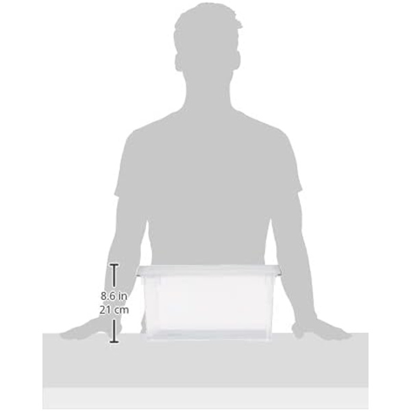 Låda med lock, 21 l, transparent/grå