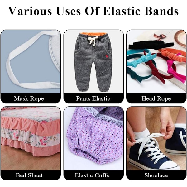 Elastiska band med platt bredd för sömnad och pyssel, högelastisk sladd töjbar flätad idealisk för DIY-smyckestillverkning, slitstarkt och andningsbart material