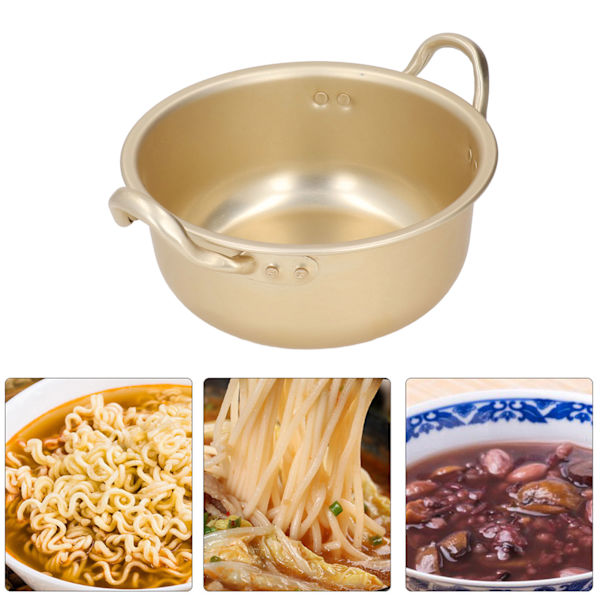 Koreansk Ramen Gryta Bra Värmeledningsförmåga Lätt Stapelbar Bärbar Ramen Gryta med Lock för Hem Camping Vandring