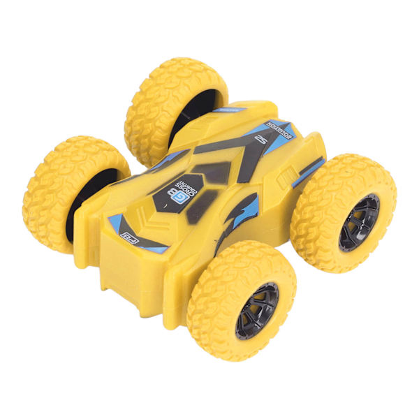 Dubbelsidig Pull Back Bil Friktionsdriven 4 Stora Däck 360 Grader Roterande Mini Flips Inertia Stunt Bil Gul