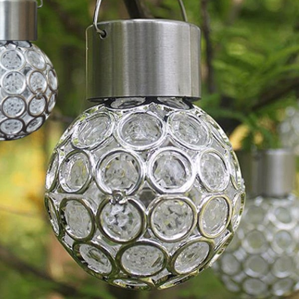 Solar Garden Lights Solar LED Hollow Ball Wind Chime Lamp Garden White light