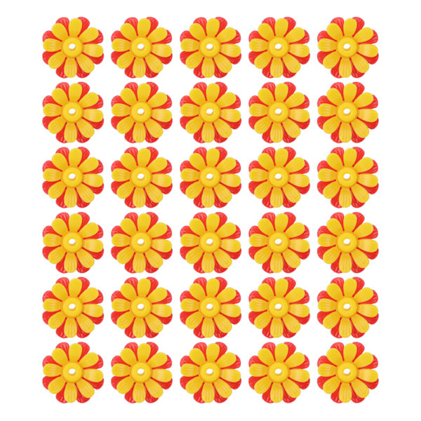 30 st Kolibrimatare Ersättningsblommor Starkt Färgade Fågelmatare Matningsportar Delar Lätta att Rengöra Röd + Gul (med Gul Kärna)