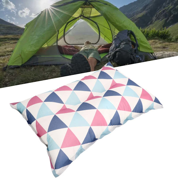 Automatisk uppblåsbar kudde med hög elasticitet kompressions skum etnisk stil causal uppblåsbar camping kudde för utomhus röd, blå och vit tryck