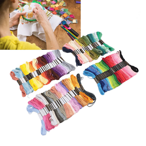 100 härvor broderigarn slitstark polyester 6 trådar klara rika färger mångsidig broderitråd för pyssel DIY