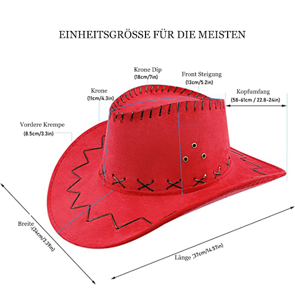 Cowboyhatt Maskeraddräkt Bred Brätte Western Cowgirl Hattar