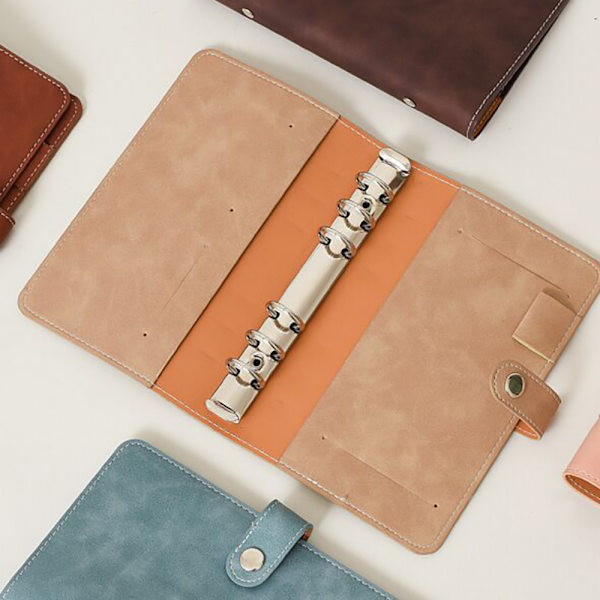 A6 PU Läder Notebook Påfyllningsbar 6 Rund Ringpärm Omslag för A6 Fyllpapper Notebook Personlig Planerare Pärm