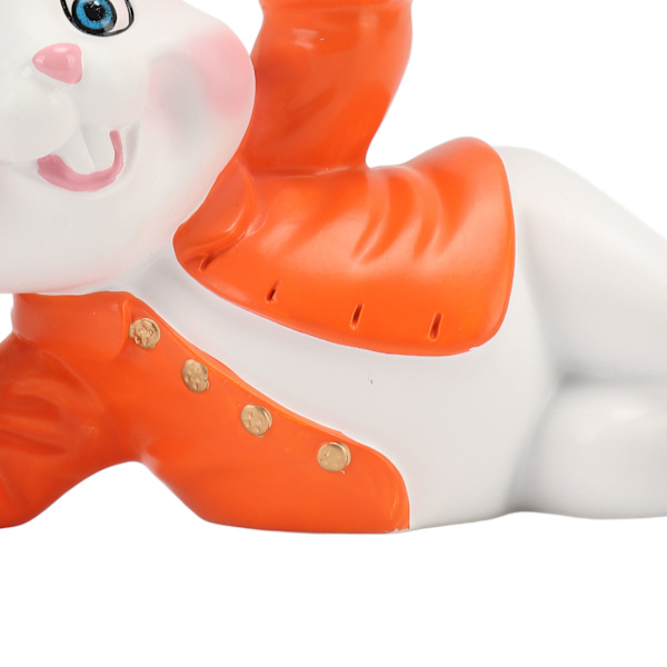 Kaninplatta bricka söt liten harts kanin staty smyckeskrin med rostfritt stål rektangulär platta för display förvaring orange