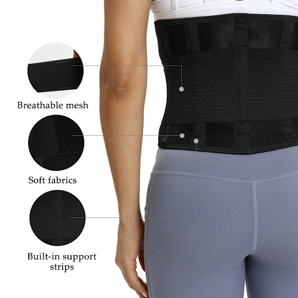 Elastiskt Andningsbart Rygg- och Midjestöd Skydd Sport Kroppsbälte Fitness Gym Träning (XL)