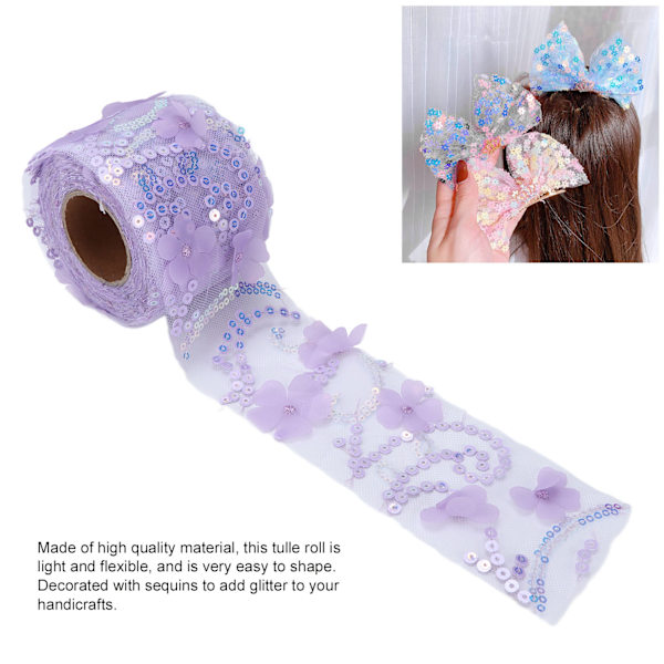 Tulletyg DIY-hantverk Slitstyrka Liten blixt Bärbar Polyester Paljetterad Tulle Rulle 6cmLila