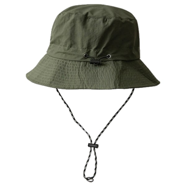Bred brättad vikbar Sun Bucket Hat, Summer String Hat Cap,