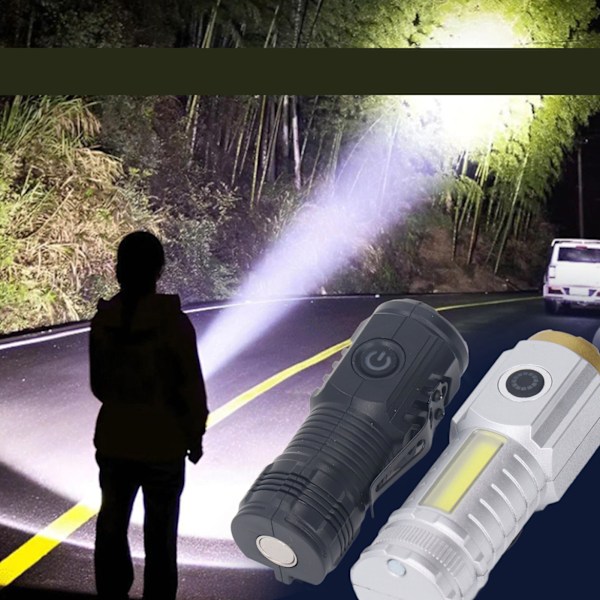 2-pack LED Uppladdningsbar Ficklampa USB Portabel Hög Ljusstyrka Utomhus Mini Ficklampa