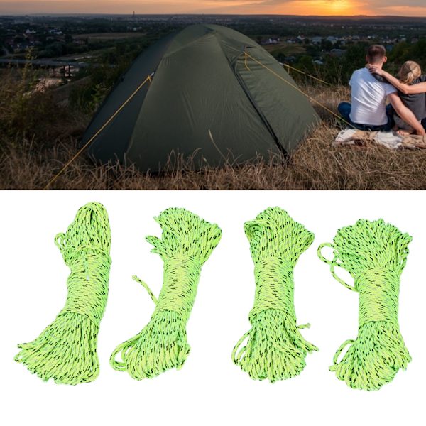 4 st 20 m utomhuscampingtält rep lysande paracord snöre redskap baldakin rep för vandring