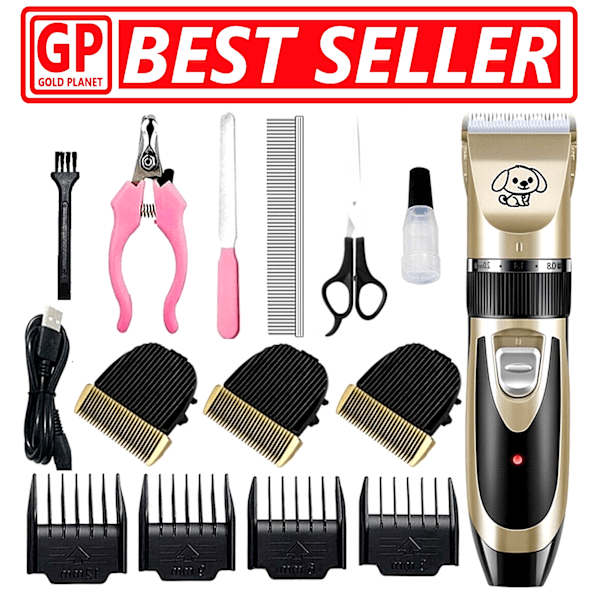 Hund Katt Husdjur Grooming Kit Uppladdningsbar Sladdlös Elektrisk Hårklippare Trimmer Set