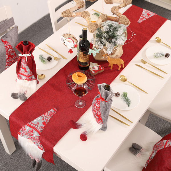Merry Christmas Linne Table Runner Dresser Scarf Bord