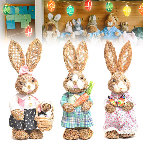 Simulering Påsk Kanin Dekoration 32/45*15cm Bunny Figur Cattail Hantverk Prydnad Present Till Hem Semester 2 2