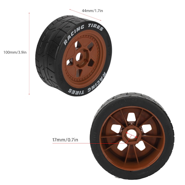 4PCS 1/7 RC-bilar Däck Svart och Kaffe RC-bilar Gummidäck Set för ARRMA för ÖVERTRÄDELSE för FELONY Platt Sportbil