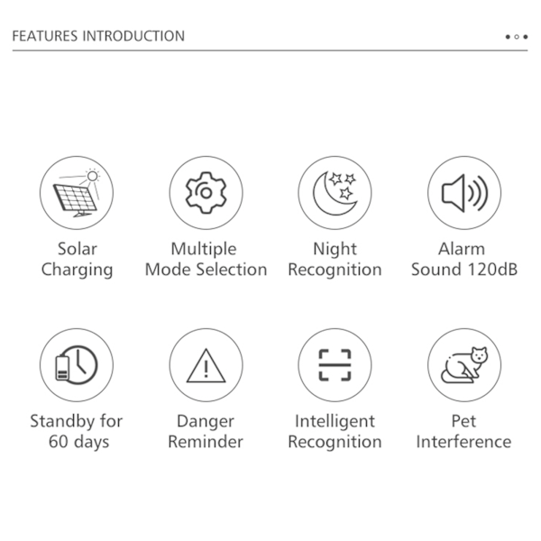 [通拓商品] Soldriven Trådlös Oberoende Infraröd Rörelsesensor Detektor Stroboskop Siren 120dB Alarm Vattentät PIR-sensor