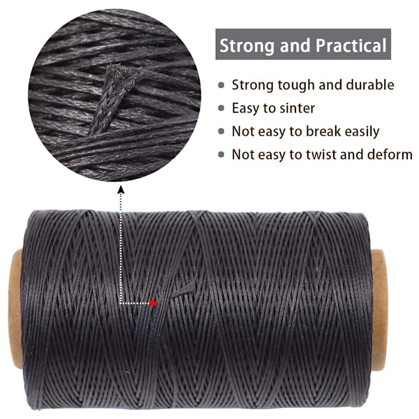 Artisan's Choice: Precisionsgjord Platt Läder Sytråd Vaxad för Läderhantverk DIY, Canvas Handsömnad, Läderbroderi, 50m Längd i