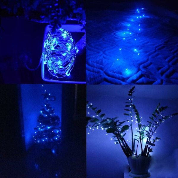 Lysslingor, batteridrivna 50 LED Micro Silver Cable String Lights, vattentät utomhus dekorativ belysning för julbröllop fester rum