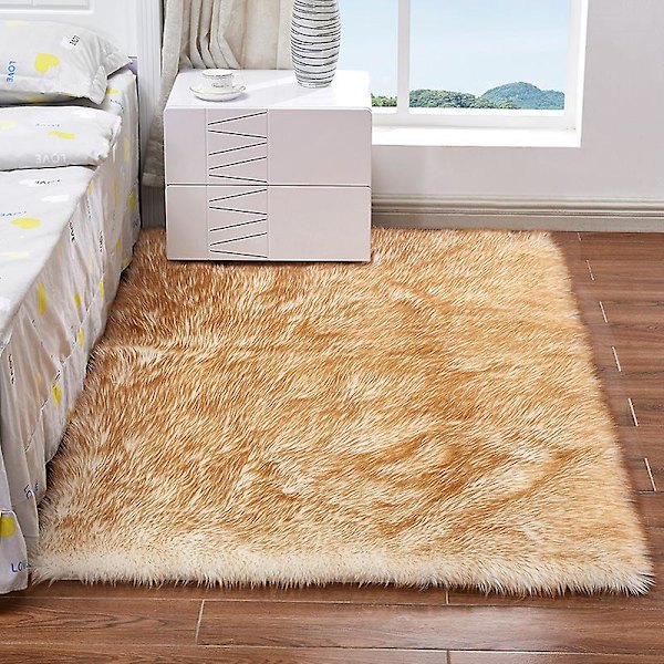 Lång plysch ultralen mjuk fluffig matta rektangulär form konstgjord fårskinn ullmatta för vardagsrum sovrum balkong golvmattor, modell: Vit 400 X 400Mm