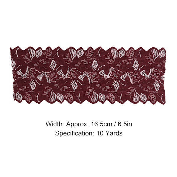 Spetsband DIY Bomulls Nät 16,5 cm Bredd 10 Yards Utsökt Spetskant för Gardin Kläder Duk Present Dekoration Vinröd