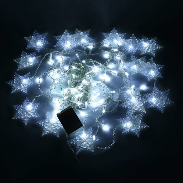 Snöflinga Ljusgardin, 3,5M 96 LED Fe-ljus 8 Belysningslägen, Fönsterdekoration, Jul, Bröllop, Födelsedag, Hem, Uteplats - Kallt vitt