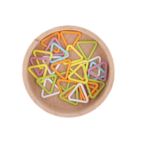 60 st stickmarkörer i triangelform, färgglada låsbara stickmarkörer med förvaringslåda i trä