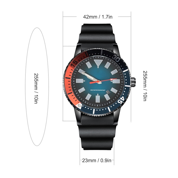 Roterande Bezel Klocka Självlysande Automatisk Datum Analog Display Kalender Vattentät Herr Automatisk Klocka Svart Orange
