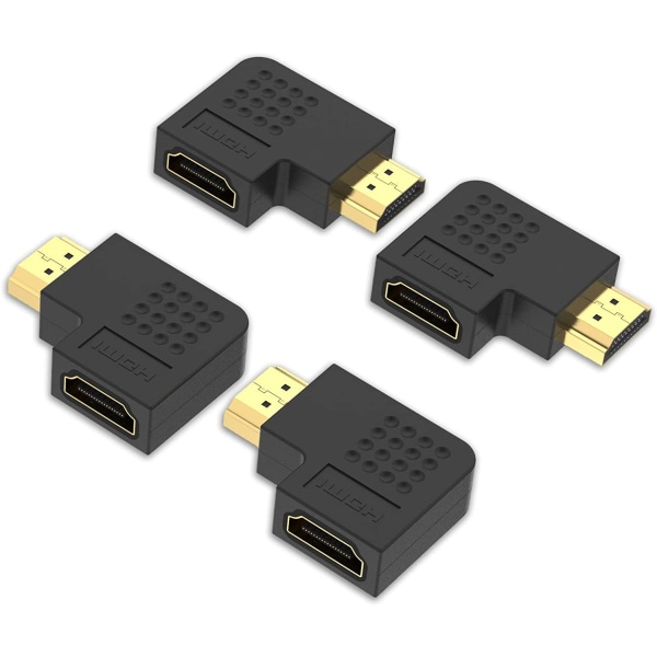 Set med 4 vinklade HDMI-adapter 90 och 270 graders HDMI-koppling