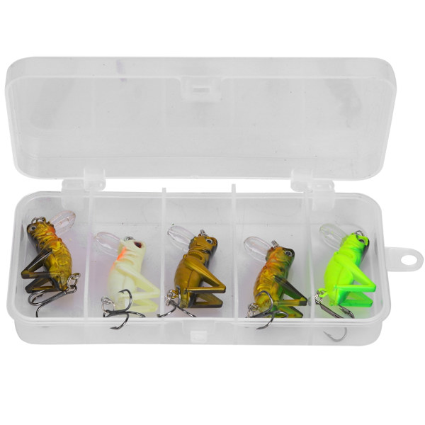 5 st Cricket Grasshopper Bait Insect Fish Lure Set med skarp trekrok fiskeredskap