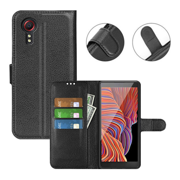Samsung Galaxy Xcover 7 Plånboksfodral med Stativ - Svart Svart