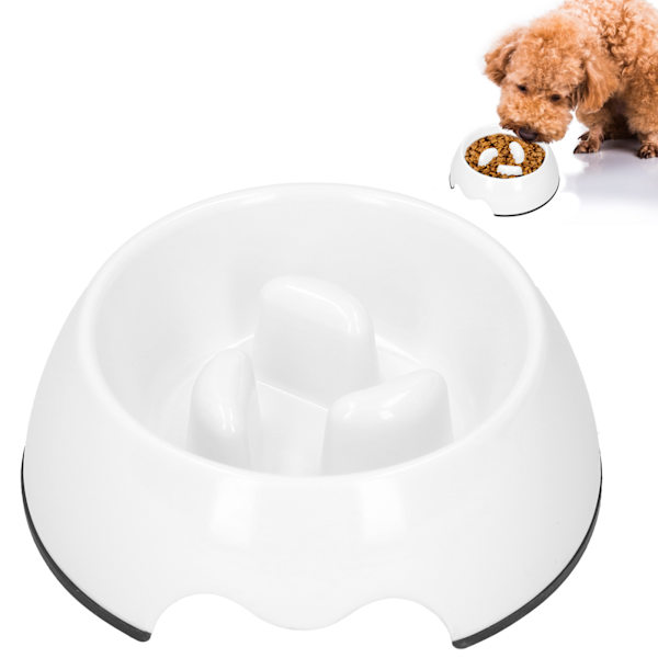 Husdjur långsam matare bärbar hund långsam matning skål Anti kvävning skål för katt hund tillbehörL vit
