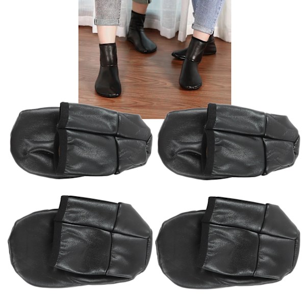 Sunnah Khuff-strumpor i PU-läder och polyester, bekväma, varma, med plyschfoder, termiska Khuffain-strumpor för skostorlek 36-41 EU, svarta, raka