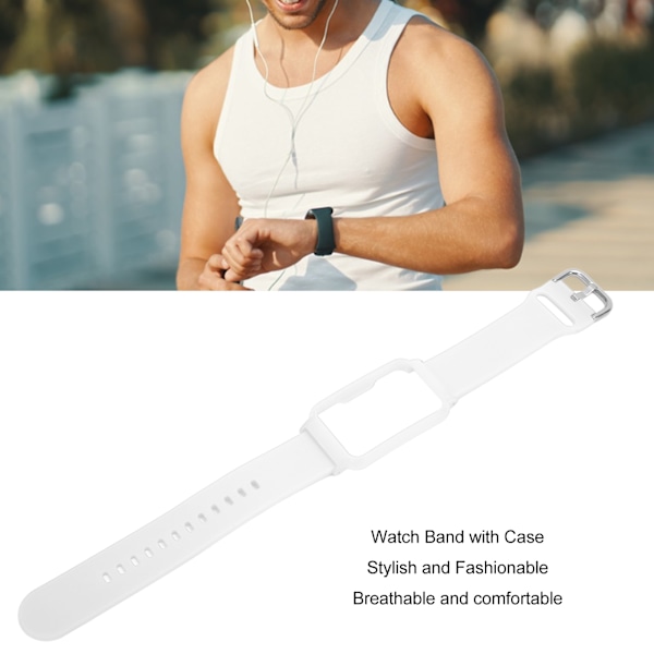 Klockarmband med fodral 20 mm Vattentät Mjuk Silikon Justerbar Storlek Lättvikt för OPPO Free Vit + Vitt Skal