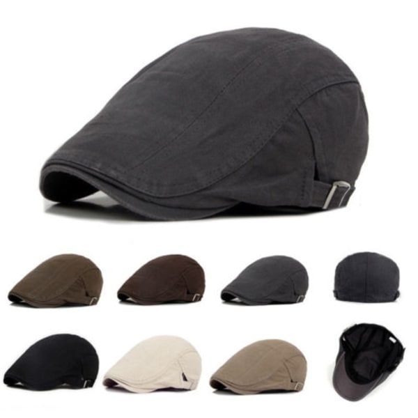 Platt topp andningsbar tidningspojke hatt basker keps herr bomullskeps light khaki light khaki