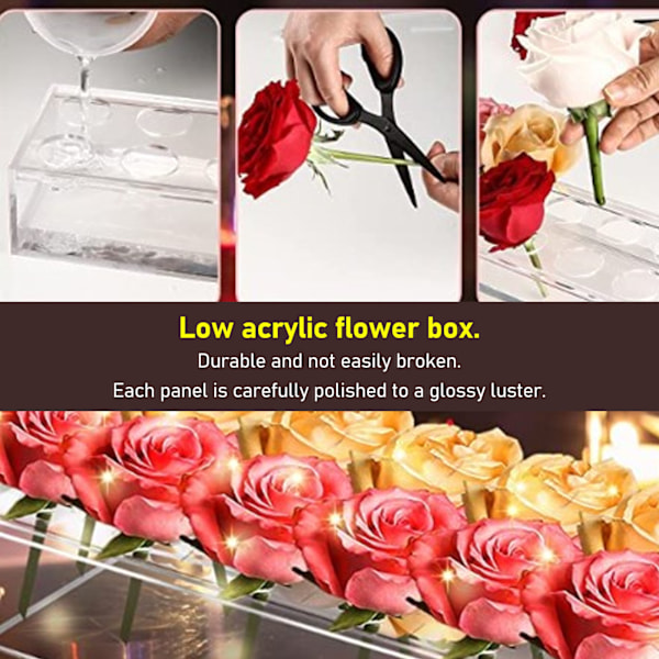 Akryl Vas Klar Rektangulär Centerpiece Box Heminredning för Bröllopsfest 18 Hål