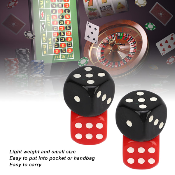 20PCS 6-sidig tärningsspel set säkert vattentätt svart rött bordsspel tärning för klubb bar fest
