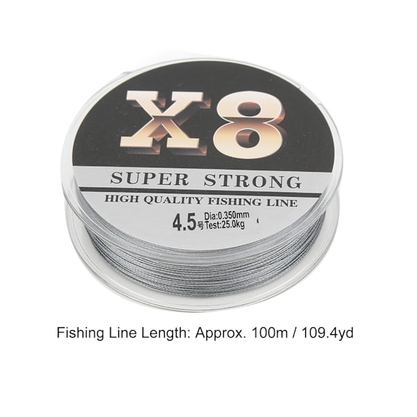 100m Fiske Linje Slitstark Flätad Fiske Wire Stark Dragkraft Linje för Damm Reservoar Storlek 4.5 (0.35mm 25kg)