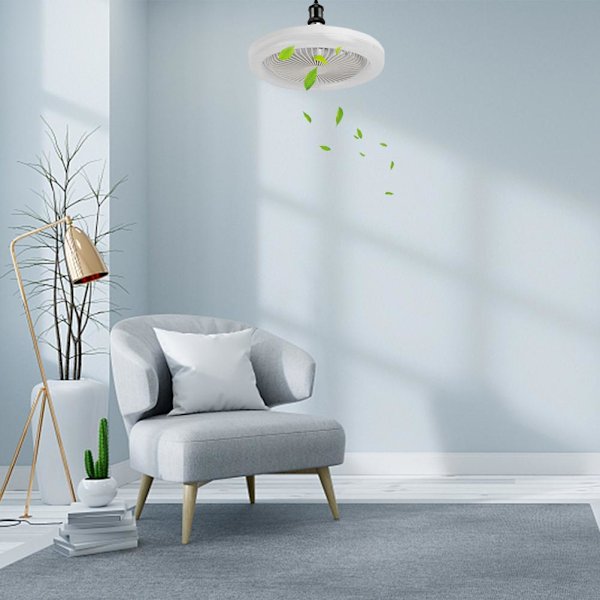 Takfläktar med belysning 30W dimbar fläktlampa modern smart E27 lamphuvud fläktlampa för hem sovrum vardagsrum