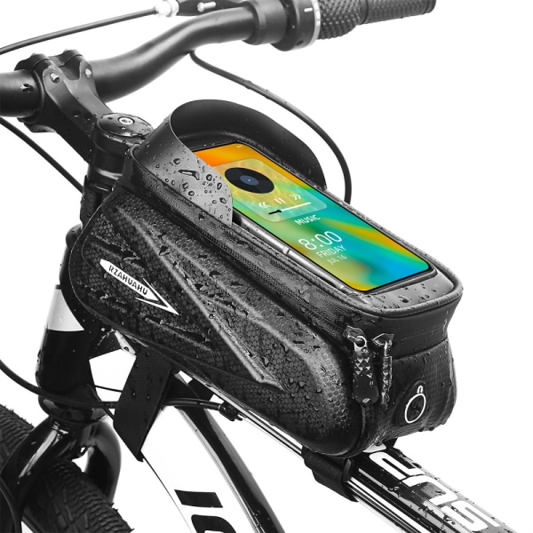ROCKBROS cykelramväska, styrväska, vattentät mobiltelefonväska för smartphones upp till 6,8 tum med TPU-känslig pekskärm för berg