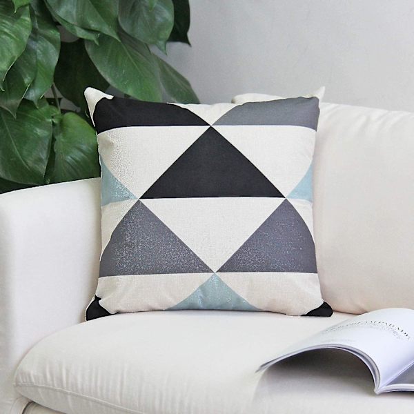 Moderna geometriska kuddfodral i linne för heminredning 16 x 16 tum Set om 4 Hem -