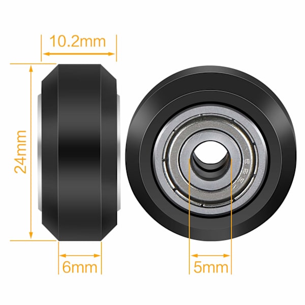 Utrustning Stor Plast Remskiva Hjul med Lager Passiv Rund Hjul Tomgångsskiva Växel Perlin Hjul för Ender 3, CR-10, CR-10S (Paket med 10 st) (Stor