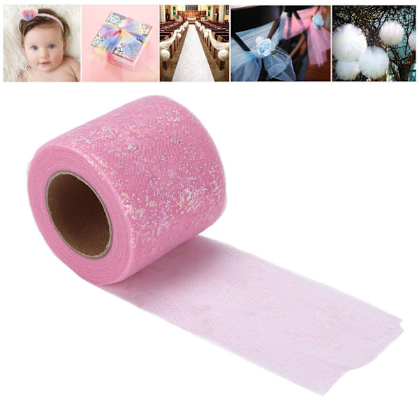 Tulletyg DIY-hantverk Slitstyrka Symfoni Polyester Lätt Bärbar Tulle Rullar 6cm Ljus Rosa