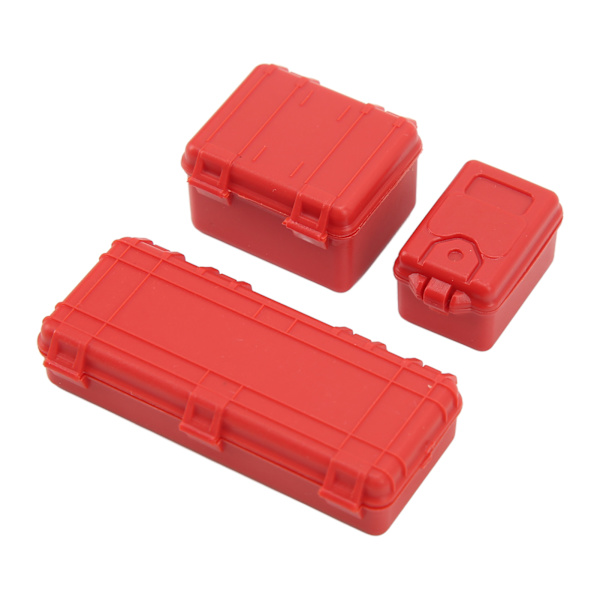 3 st RC-bilsimulering Resväska Fodral Stor Medel Liten RC Crawler Resväska Dekoration för 1/18 1/24 Röd