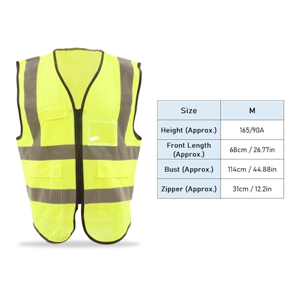 Reflekterande Säkerhetsväst Hög Synlighet Polyester Arbetskläder med Fickor för Arbetare Ingenjör M