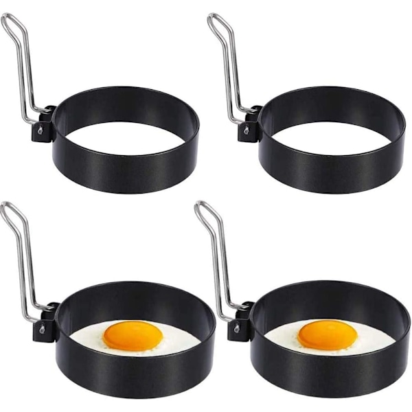 4 st Non-Stick Äggringar, Runda Äggformar i Rostfritt Stål för Stekta och Pocherade Ägg Crumpets på Kokkärl och Ångkokare
