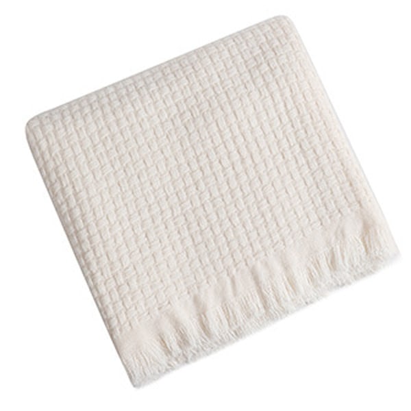Soffa, Stickad Vävd Gasvävfilt med fransar, Mjuk Lättviktig Mysig Förvättad Andningsbar Farmhouse Dekoration för Alla Säsonger off-white off-white